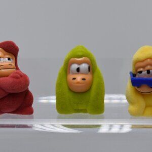 KINDER Surprise Cute Cuddly GORILLAS FELT Monkey, Lot of 3